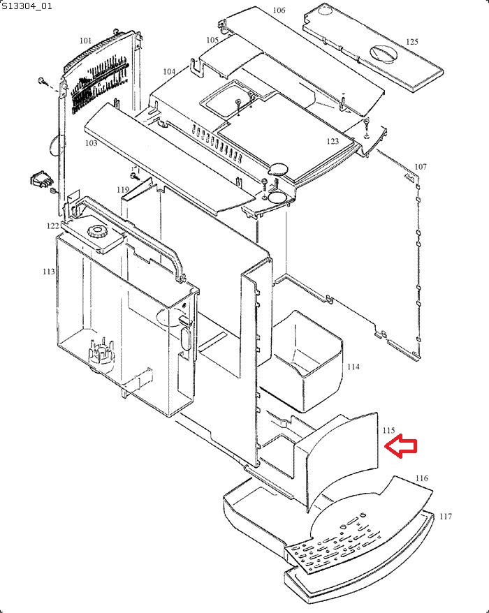 Jura Impressa C5 Grounds Container Tray Diagram